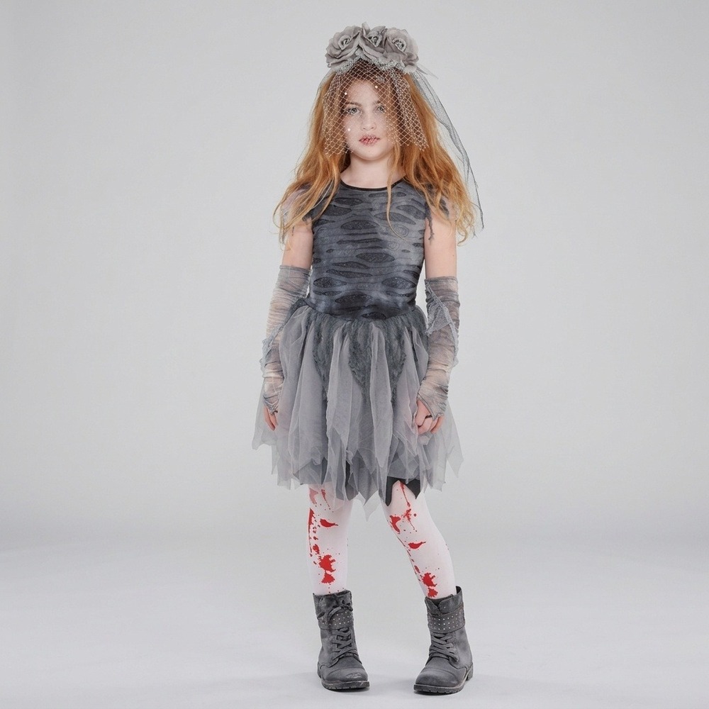 Zombie Bride Girls Costume Dress Halloween Cosplay Outfit Size Child Standard